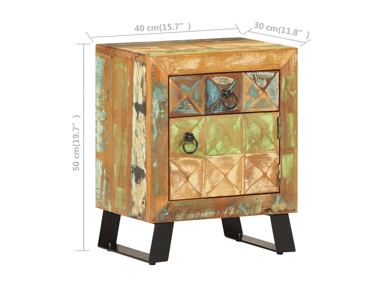 Nachttisch 40x30x50 cm Recyceltes Massivholz