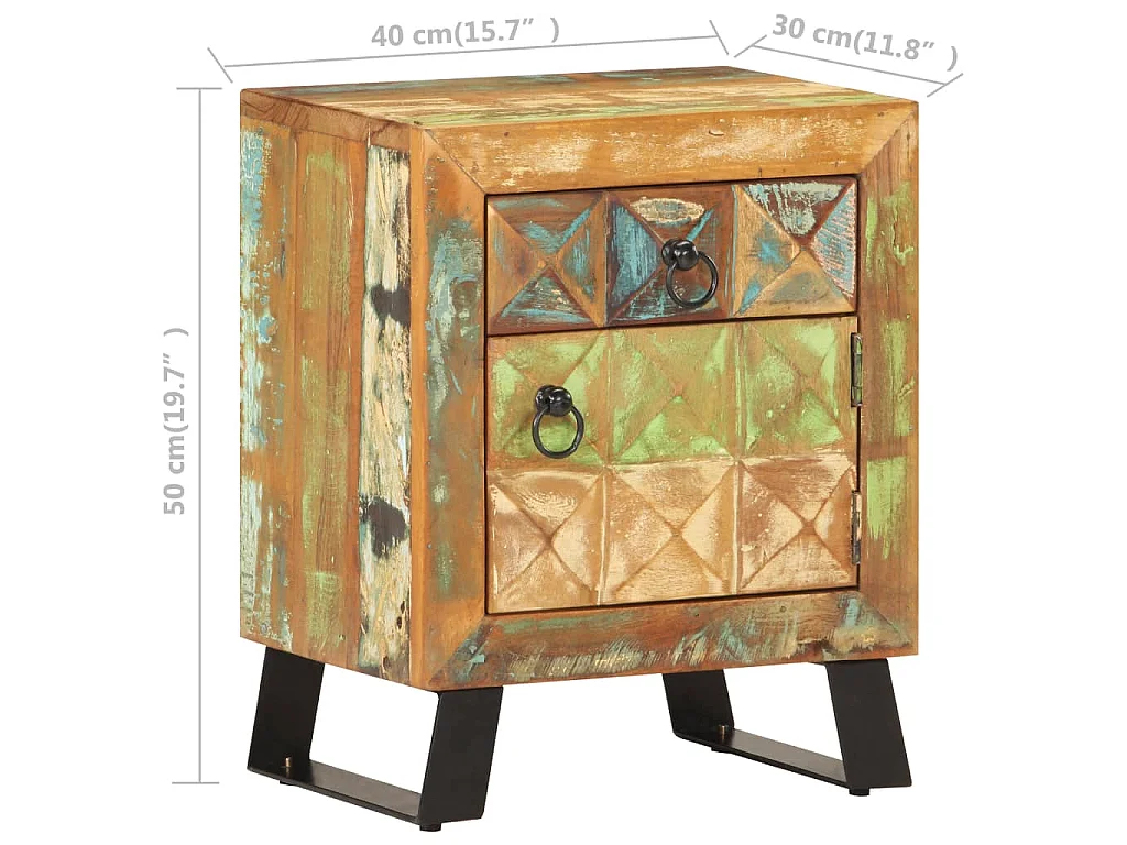 Table de chevet 40 x 30 x 50 cm Bois de récupération massif
