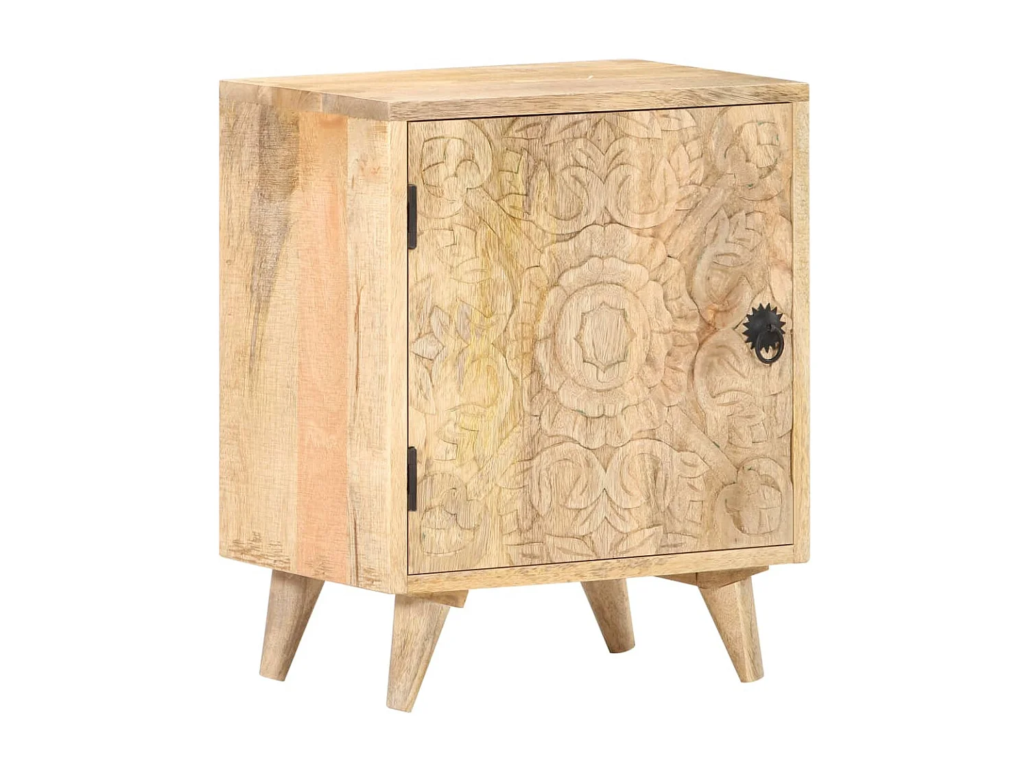 Nachttisch Geschnitzt 40x30x50 cm Mango Massivholz