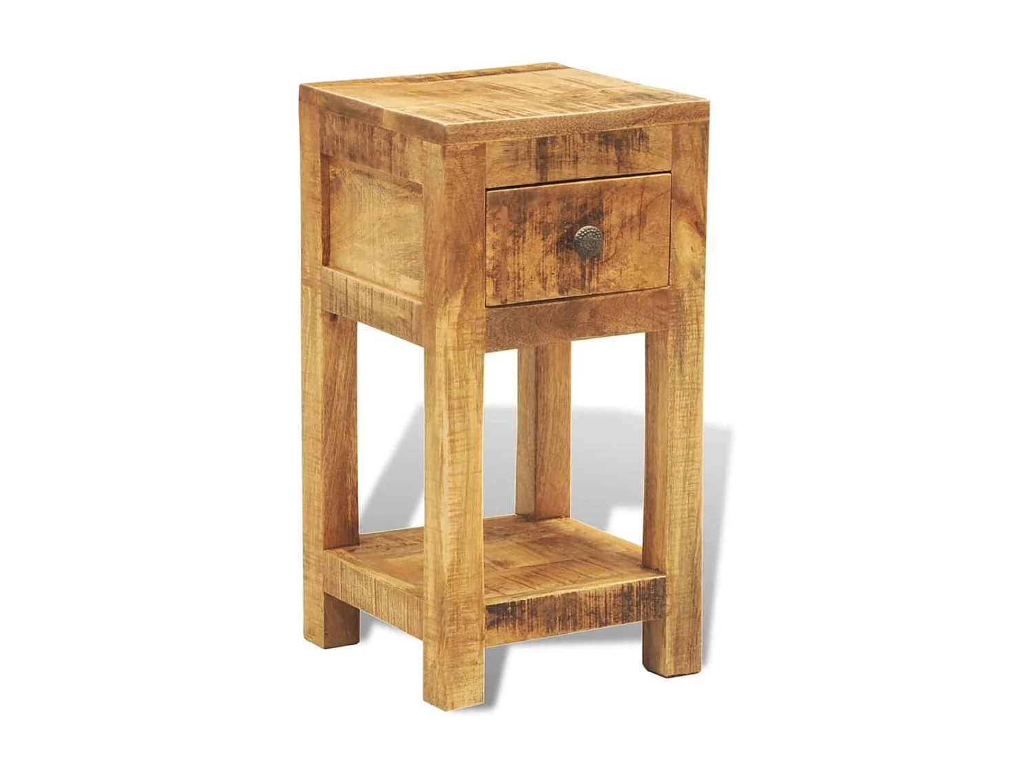 Comodino con 1 Cassetto in Legno Massello di Mango