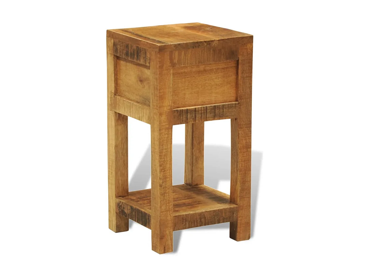 Comodino con 1 Cassetto in Legno Massello di Mango