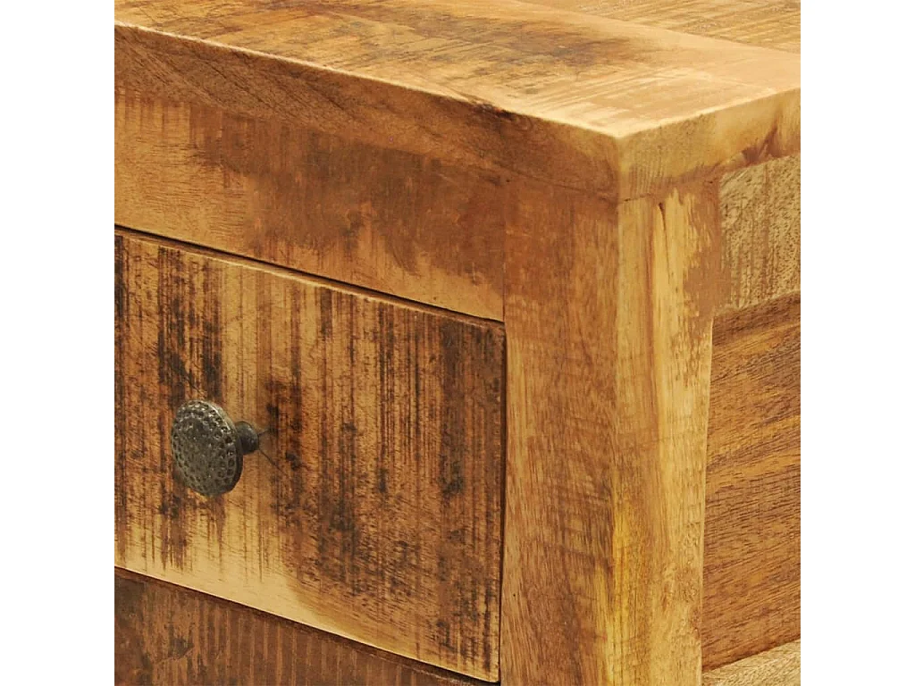 Comodino con 1 Cassetto in Legno Massello di Mango
