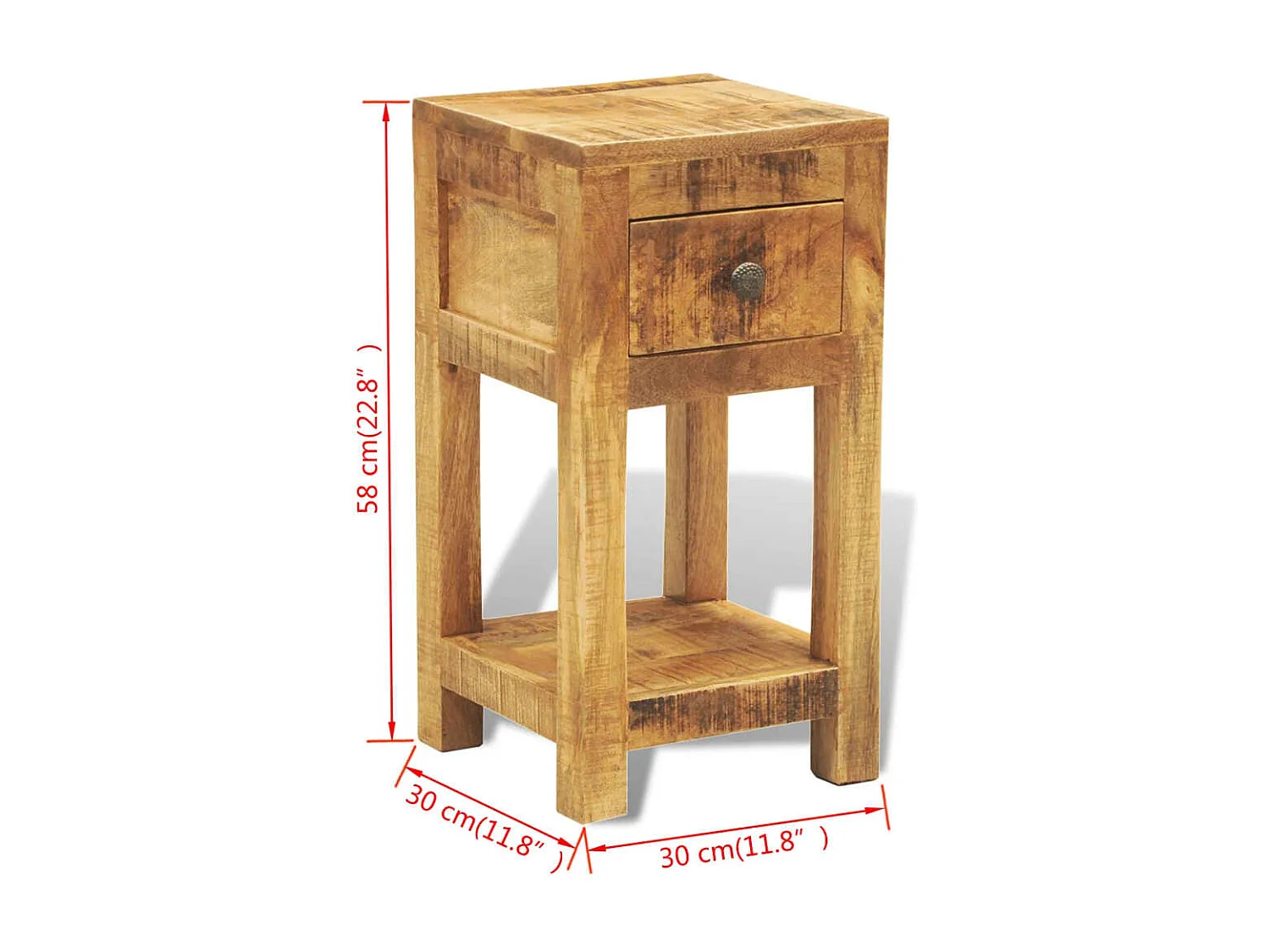 Table de chevet avec 1 tiroir Bois massif de manguier