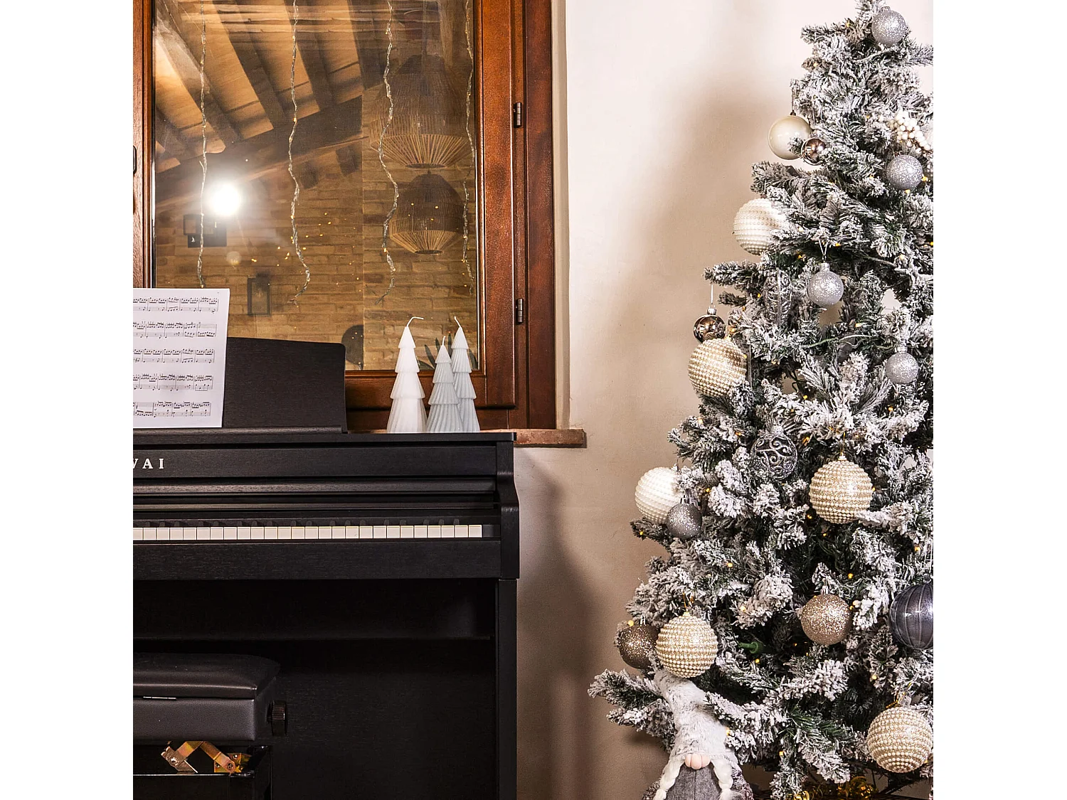 Ensemble de 2 Bougies de Noël Gris en Cire de Soja Décoration de Noël