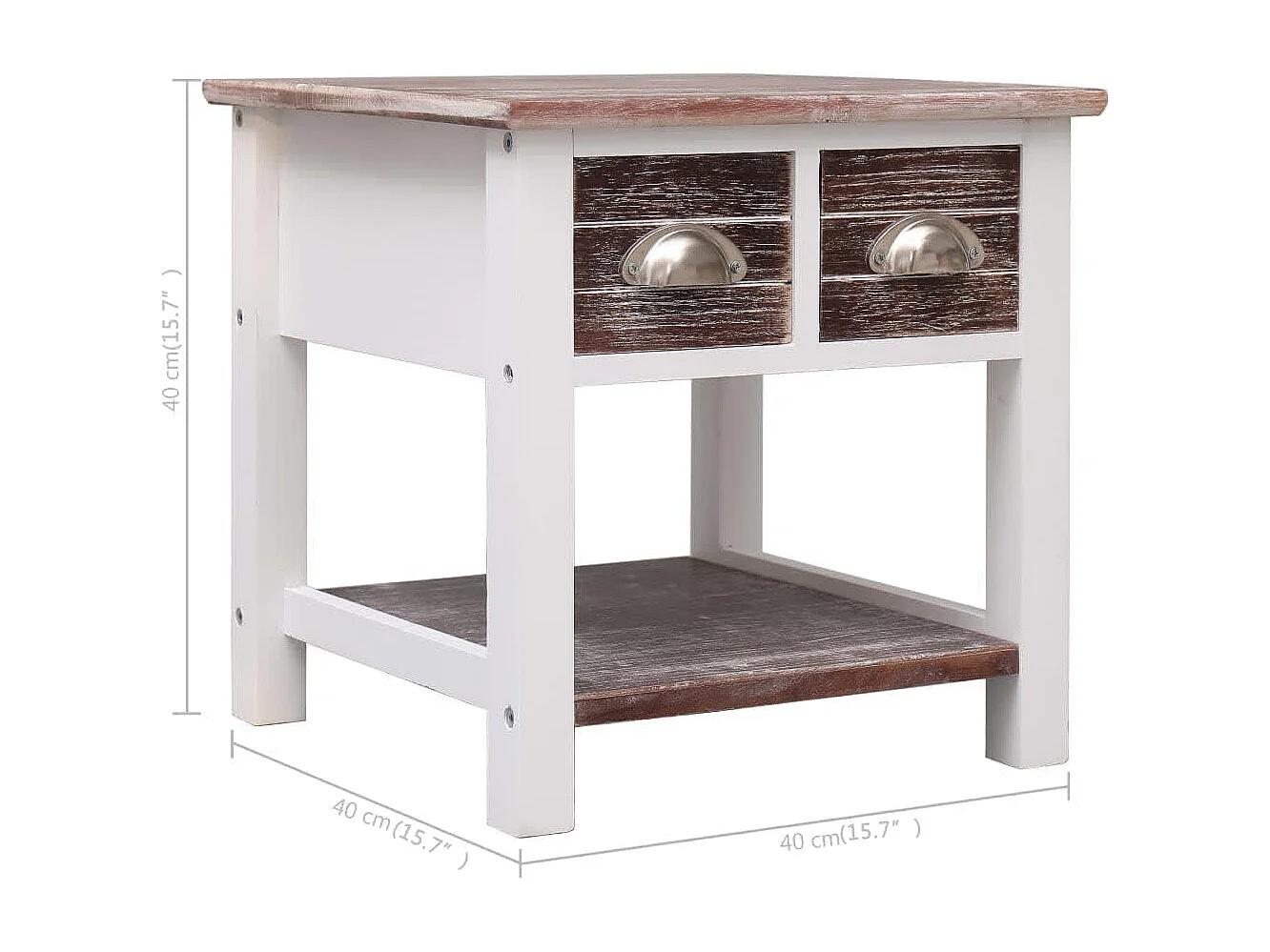 Mesa de apoio 40x40x40 cm madeira de paulownia castanho