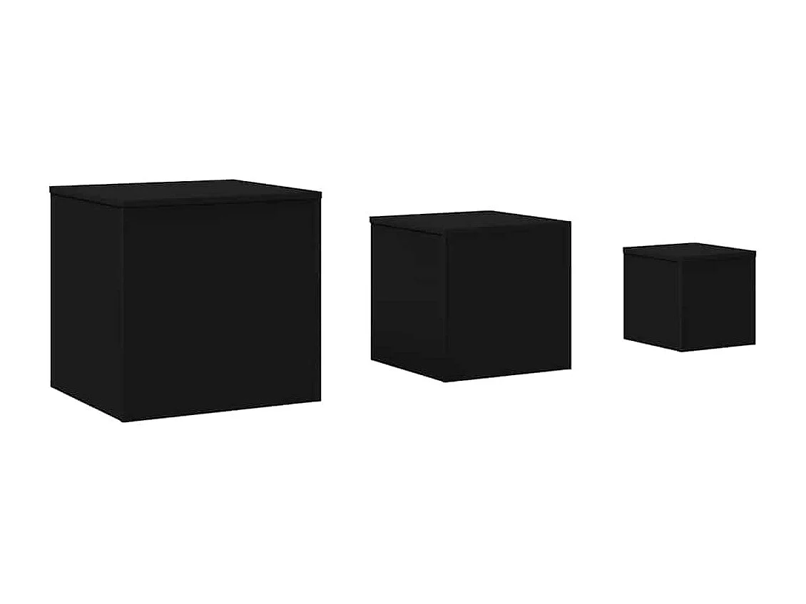 Tables d'appoint 3 pcs Noir Bois d’ingénierie