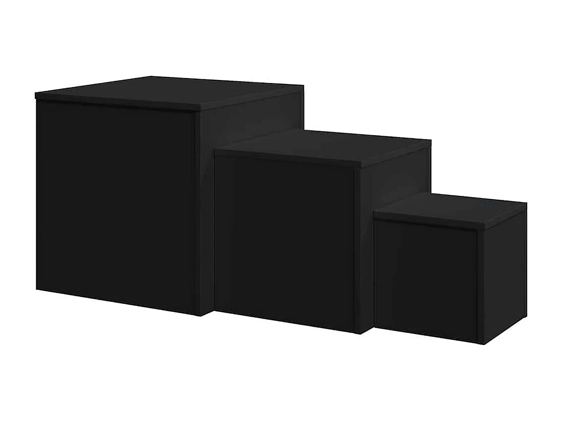 Tables d'appoint 3 pcs Noir Bois d’ingénierie