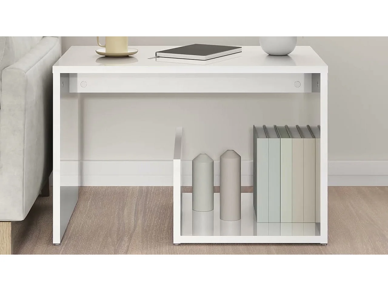 Beistelltisch Hochglanz-Weiß 59x36x38 cm Holzwerkstoff