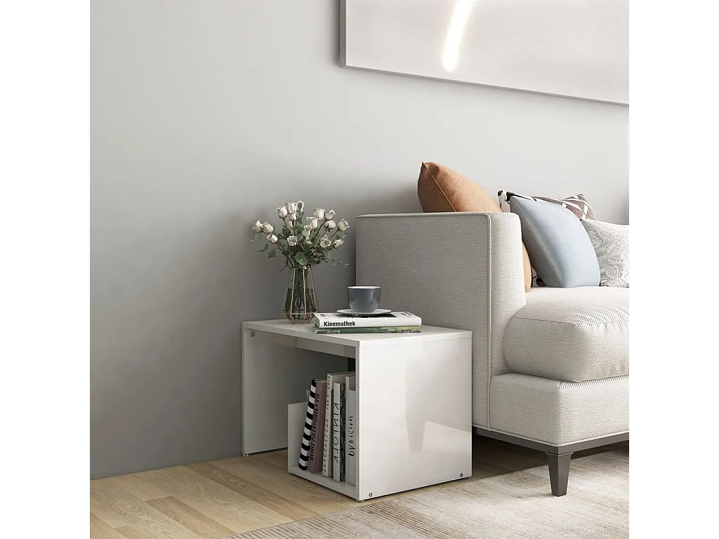 Beistelltisch Hochglanz-Weiß 59x36x38 cm Holzwerkstoff