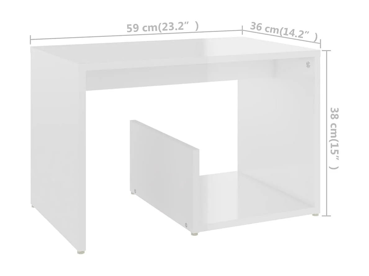Beistelltisch Hochglanz-Weiß 59x36x38 cm Holzwerkstoff