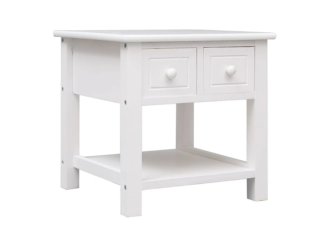 Table d'appoint Blanc 40x40x40 cm Bois de Paulownia