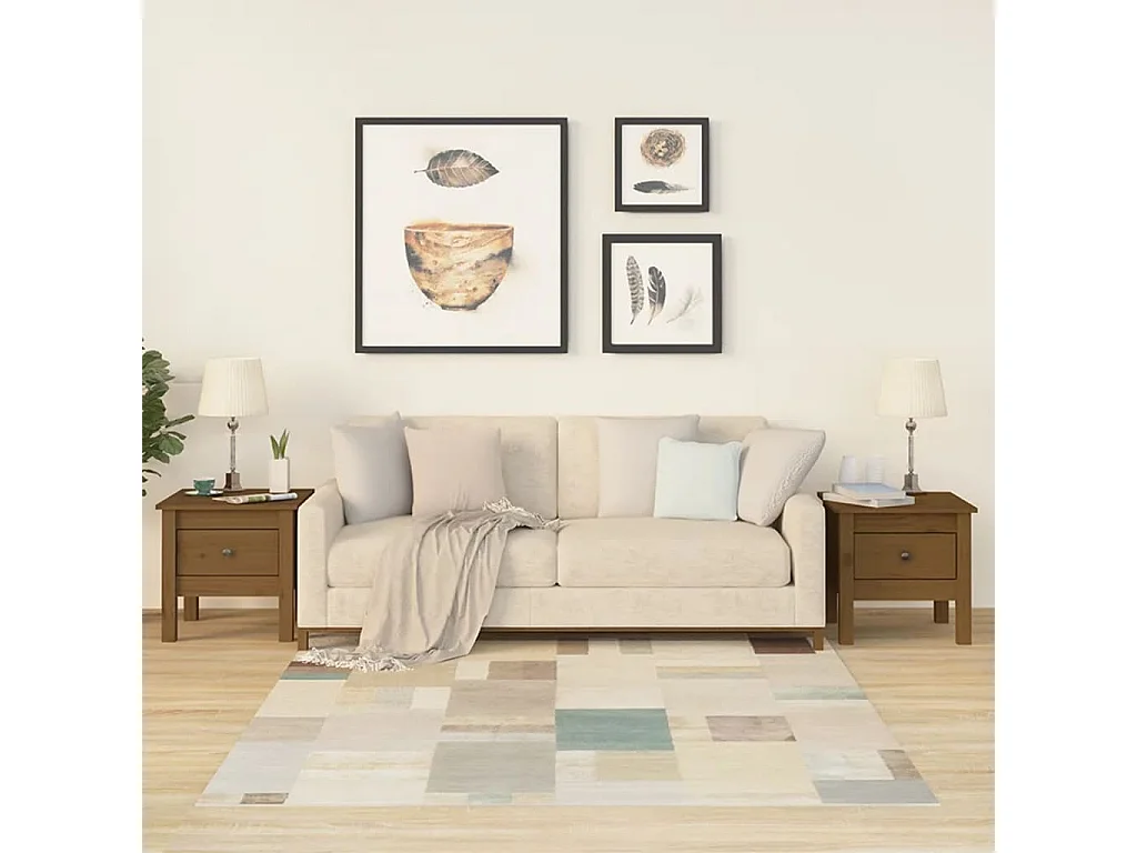 Mesas de apoio 2 pcs 40x40x39 cm pinho maciço castanho mel