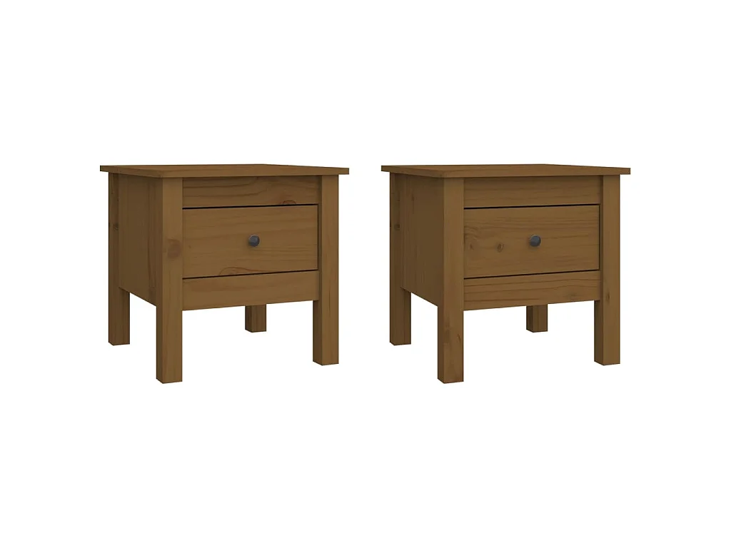 Tables d'appoint 2pcs Marron miel 40x40x39cm Bois massif de pin