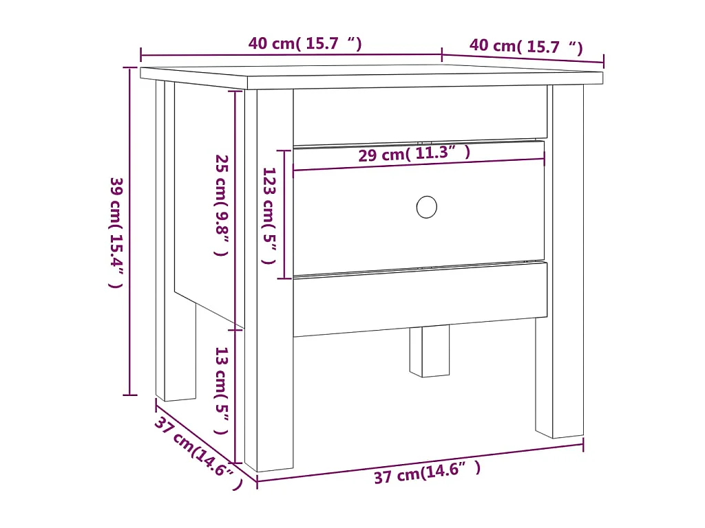 Tables d'appoint 2pcs Marron miel 40x40x39cm Bois massif de pin