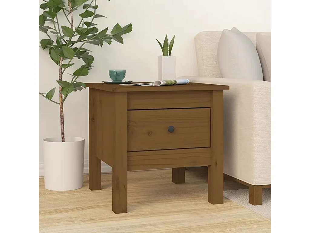 Tables d'appoint 2pcs Marron miel 40x40x39cm Bois massif de pin