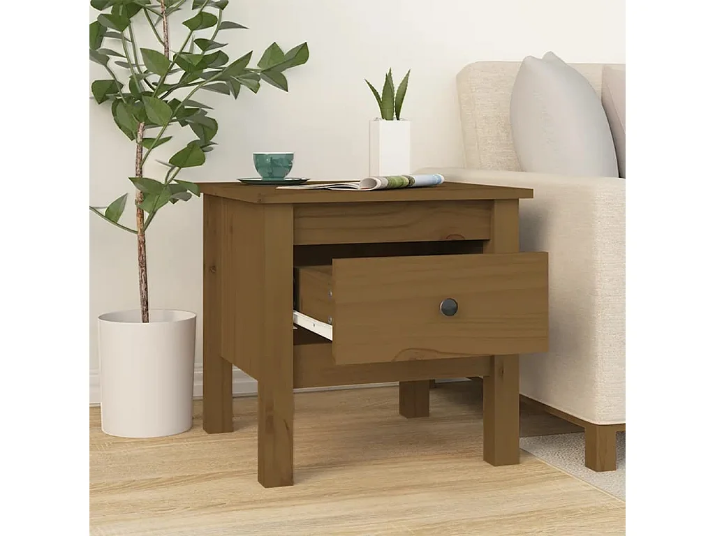 Tables d'appoint 2pcs Marron miel 40x40x39cm Bois massif de pin