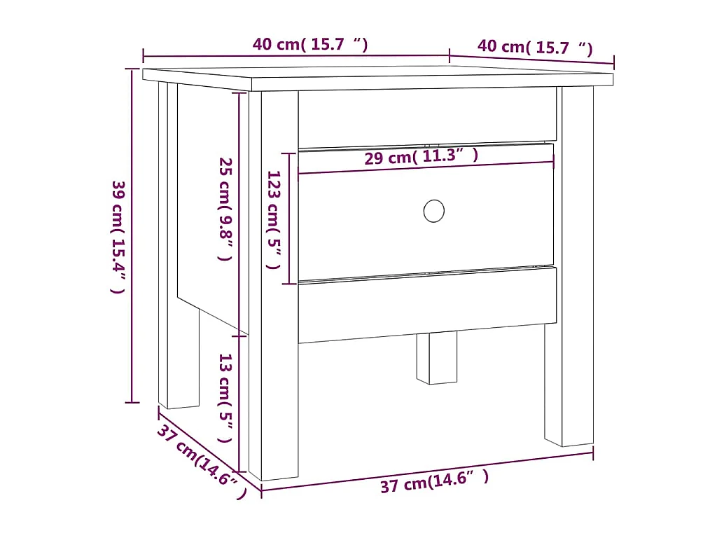 Tables d'appoint 2pcs Marron miel 40x40x39cm Bois massif de pin