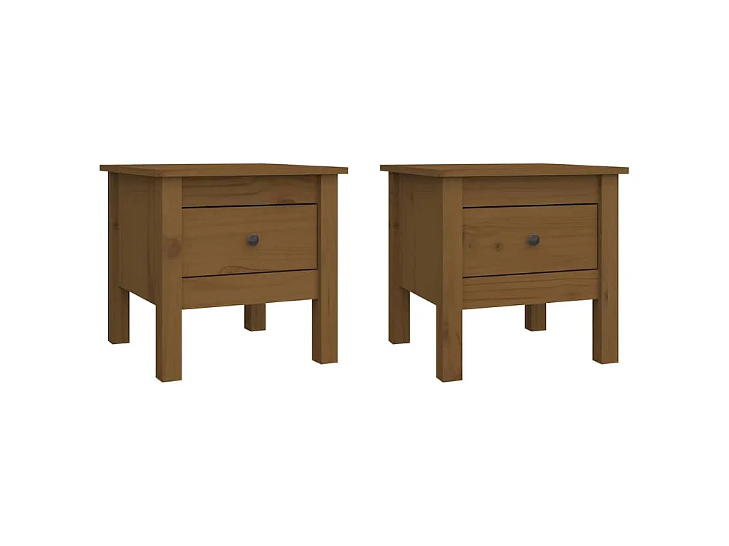 Tables d'appoint 2pcs Marron miel 40x40x39cm Bois massif de pin