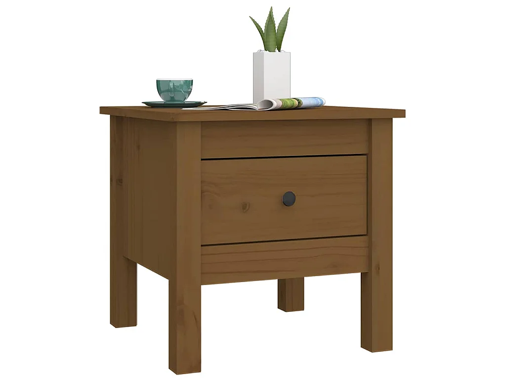Tables d'appoint 2pcs Marron miel 40x40x39cm Bois massif de pin