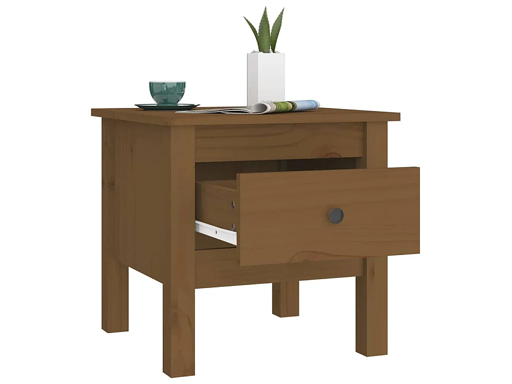 Tables d'appoint 2pcs Marron miel 40x40x39cm Bois massif de pin