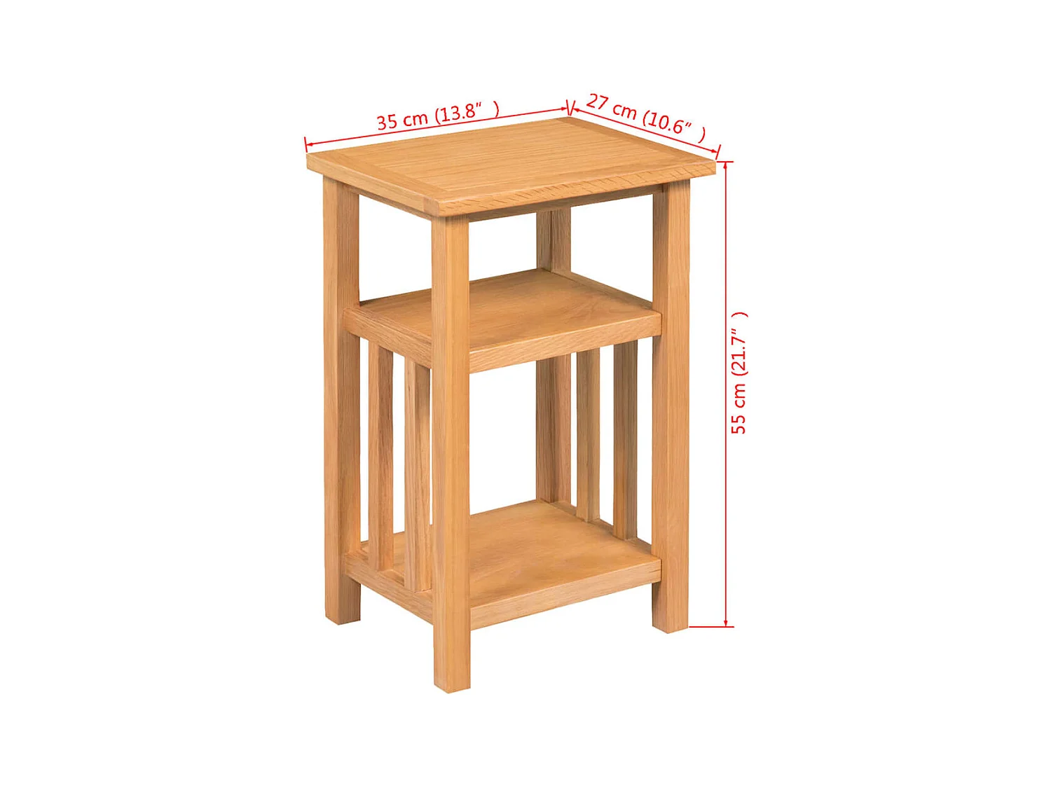 Bijzettafel met tijdschrifthouder 27x35x55 cm massief eikenhout