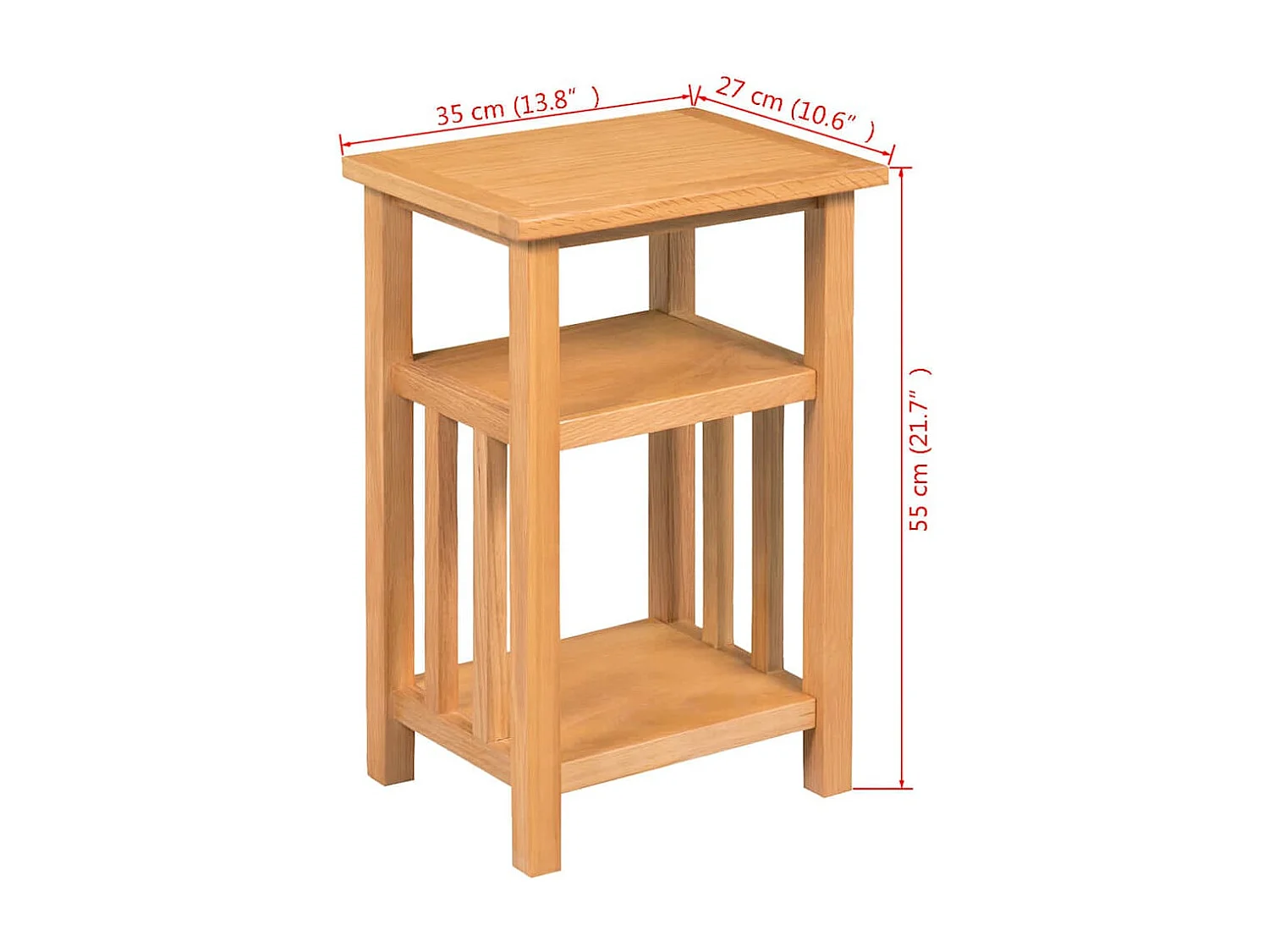 Table d'appoint avec étagère à revues Chêne massif 27x35x55 cm