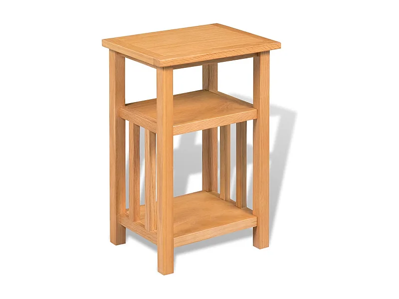 Table d'appoint avec étagère à revues Chêne massif 27x35x55 cm