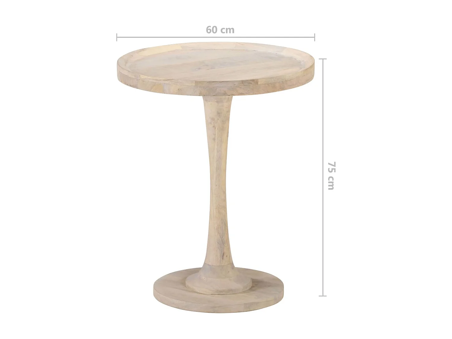 Mesa de apoio Ø60x75 cm madeira de mangueira maciça