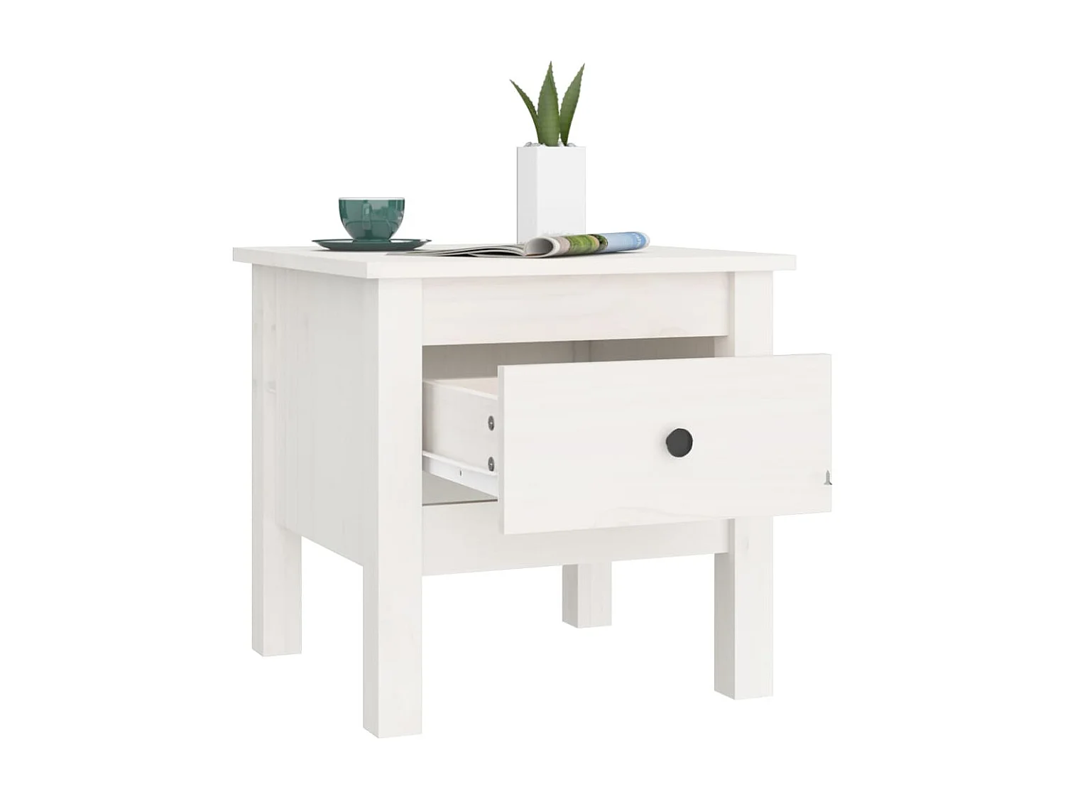 Table d'appoint Blanc 40x40x39 cm Bois massif de pin