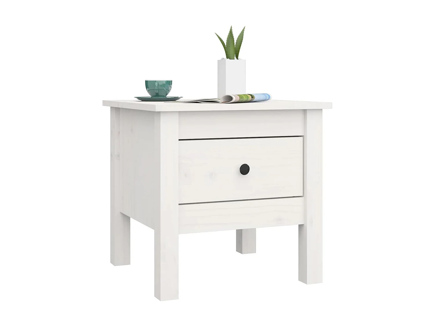 Table d'appoint Blanc 40x40x39 cm Bois massif de pin
