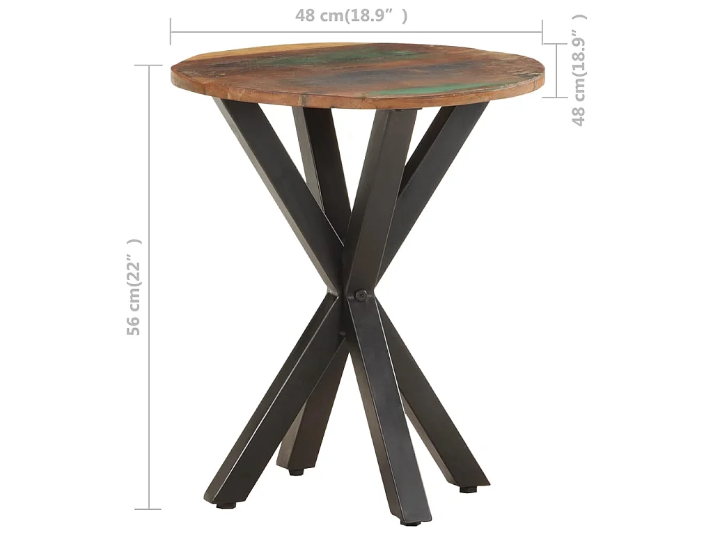 Tavolino di Servizio 48x48x56 cm in Legno Massello di Recupero