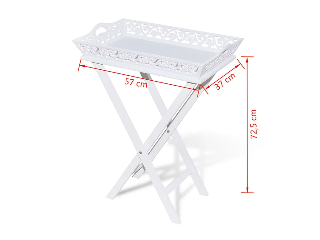 Serviertisch/Beistelltisch mit Tablett Weiß