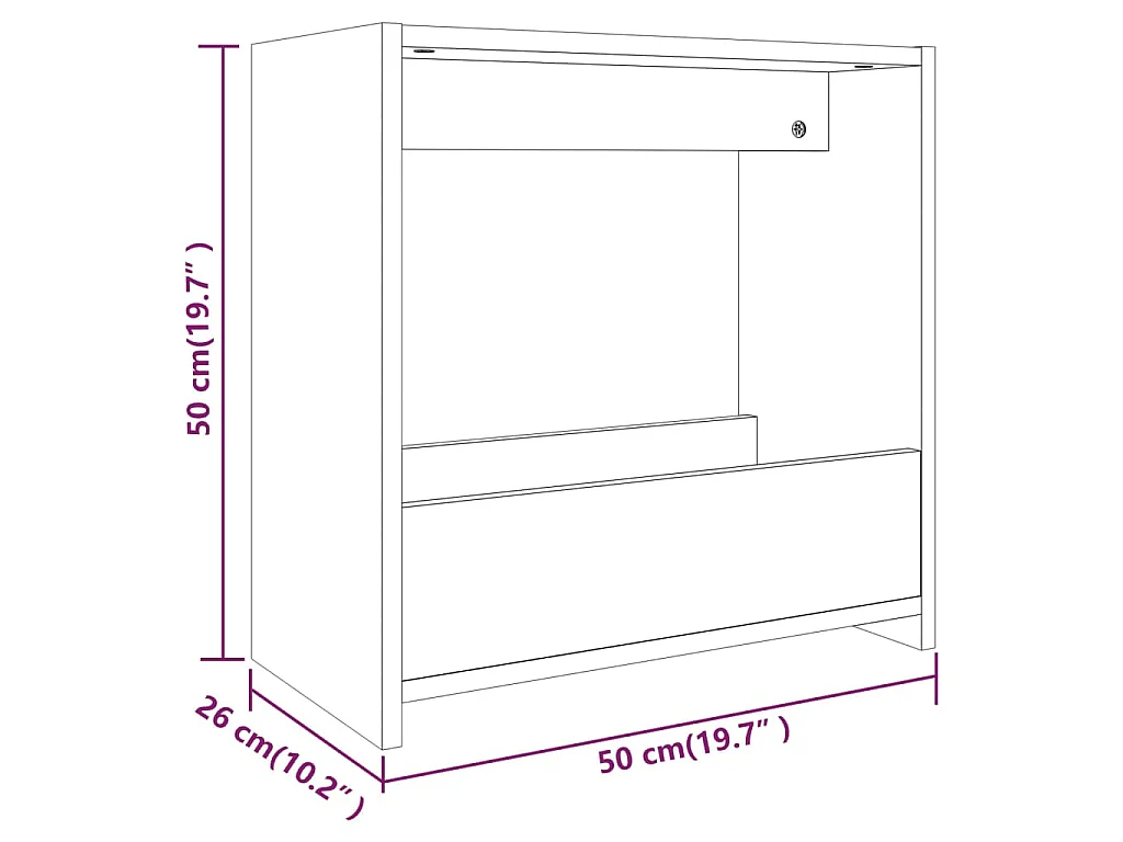 Table d'appoint Sonoma gris 50x26x50 cm Bois d'ingénierie