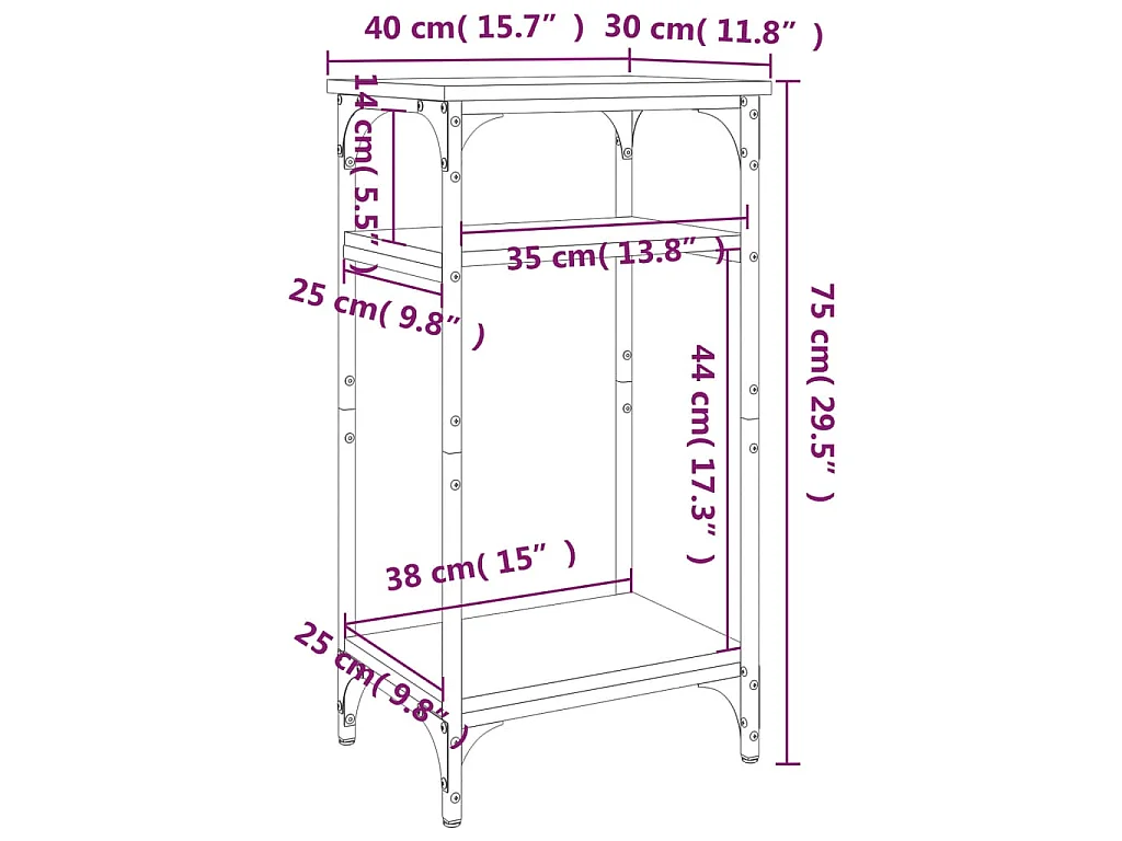 Tavolino Grigio Sonoma 40x30x75 cm in Legno Multistrato