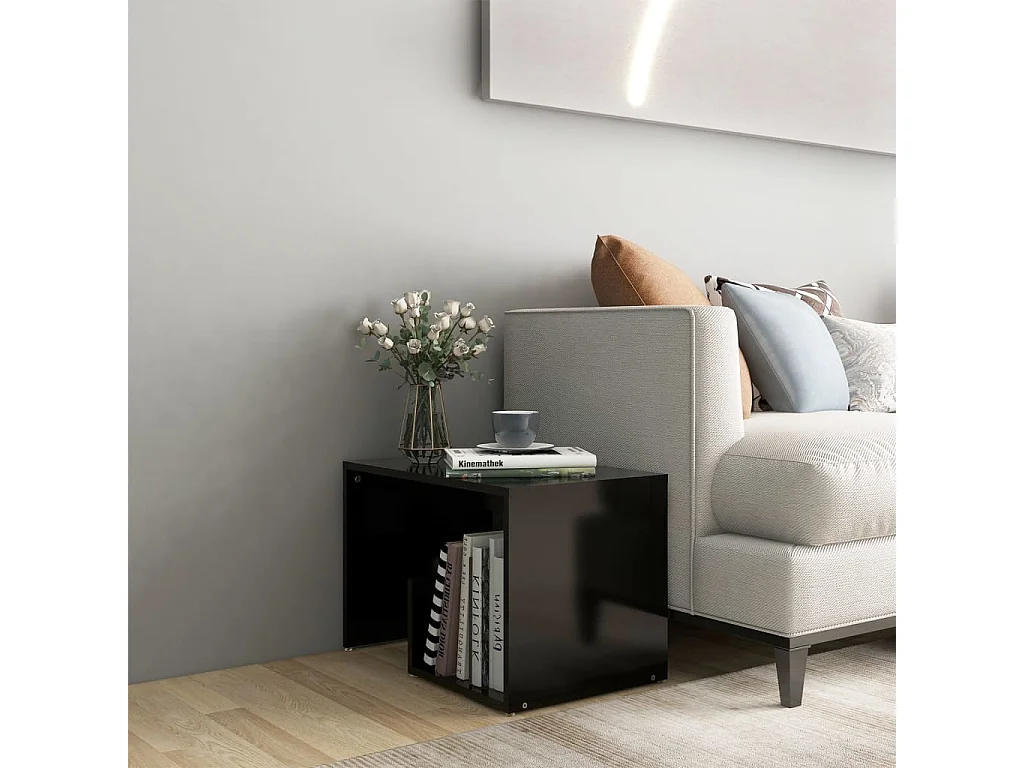 Table d'appoint noir 59x36x38 cm bois d'ingénierie