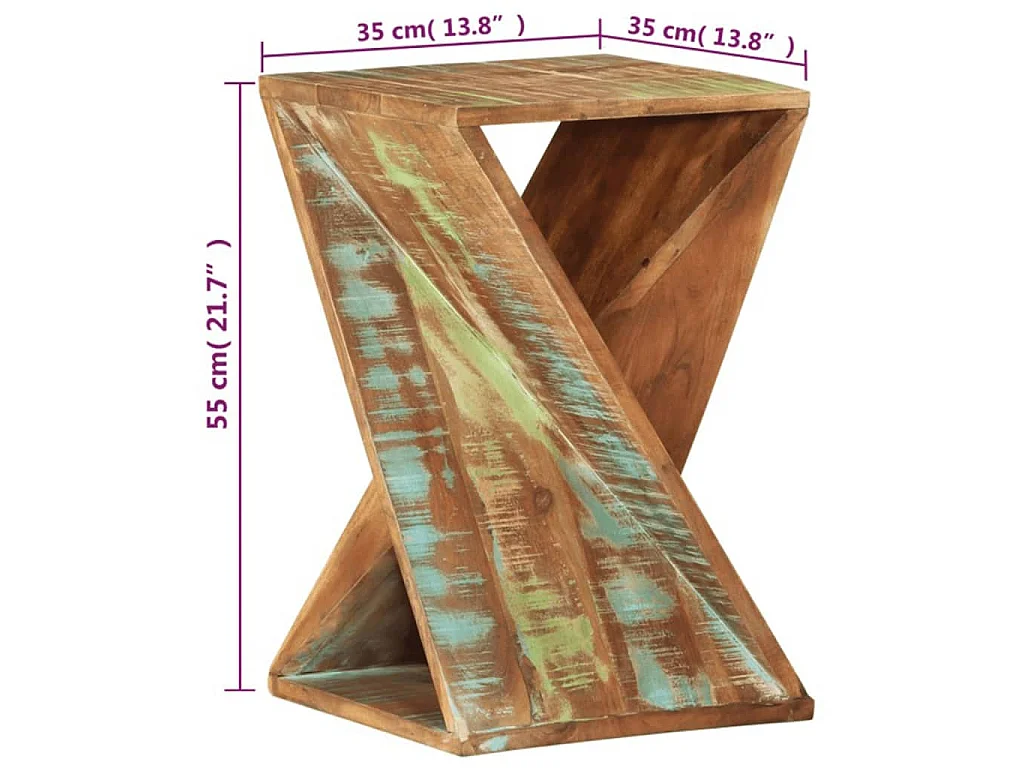 Table d'appoint 35x35x55 cm Bois massif de récupération