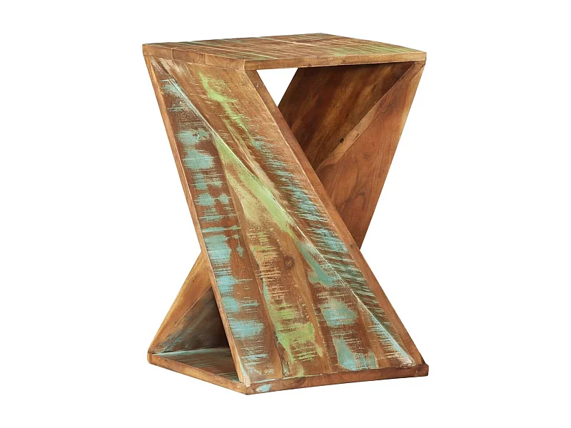 Mesa auxiliar madera maciza reciclada 35x35x55 cm