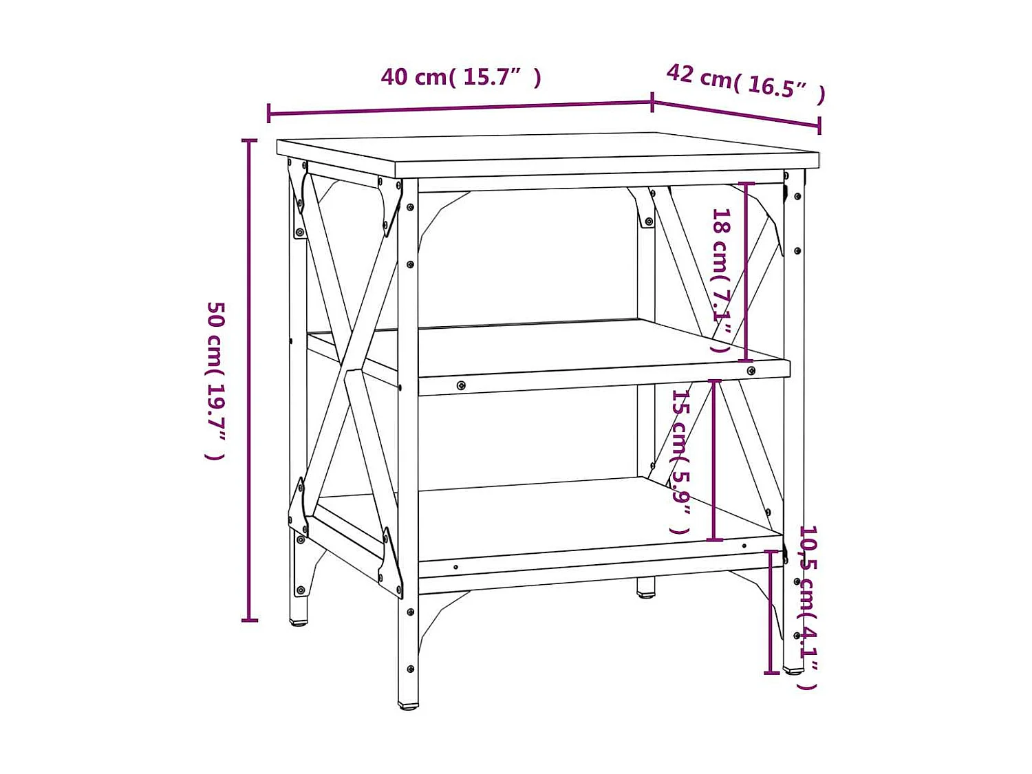 Beistelltisch Braun Eichen-Optik 40x42x50 cm Holzwerkstoff