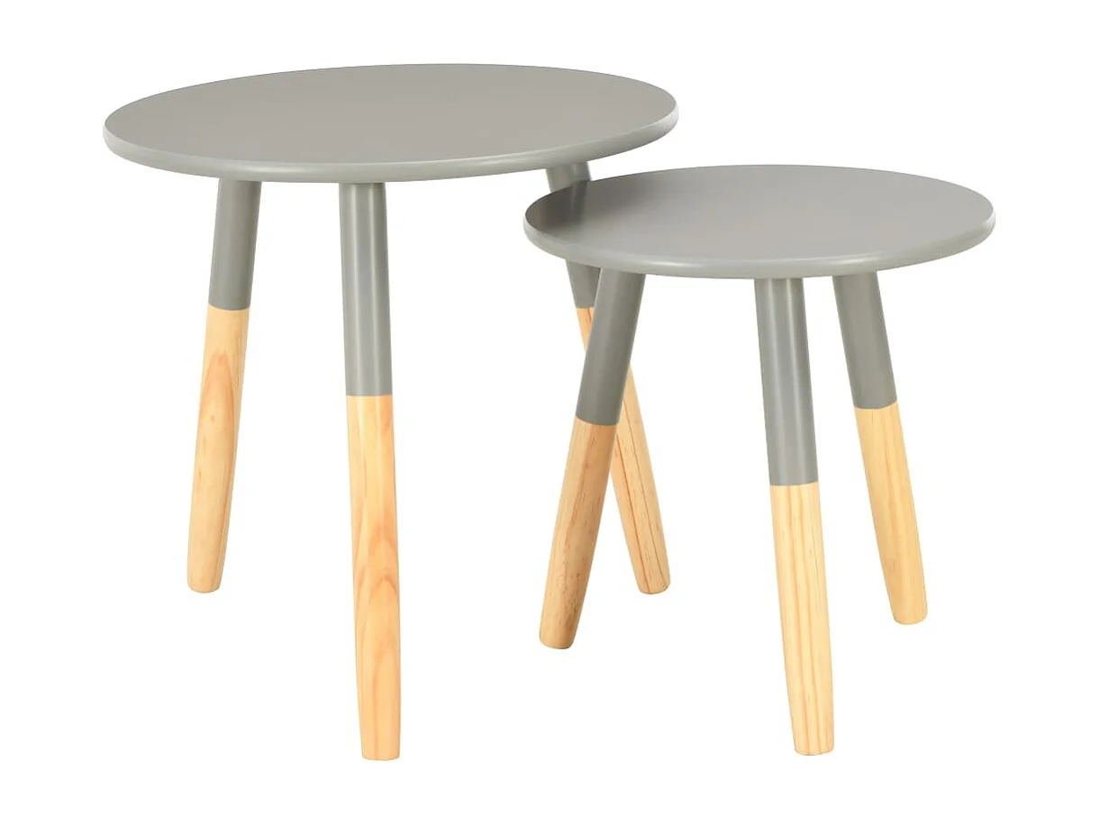 Tables d'appoint 2 pcs Gris Pin massif