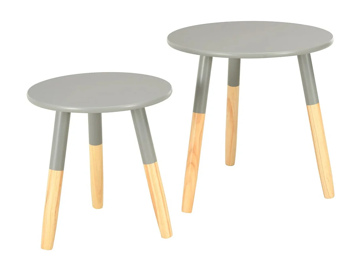 Tables d'appoint 2 pcs Gris Pin massif
