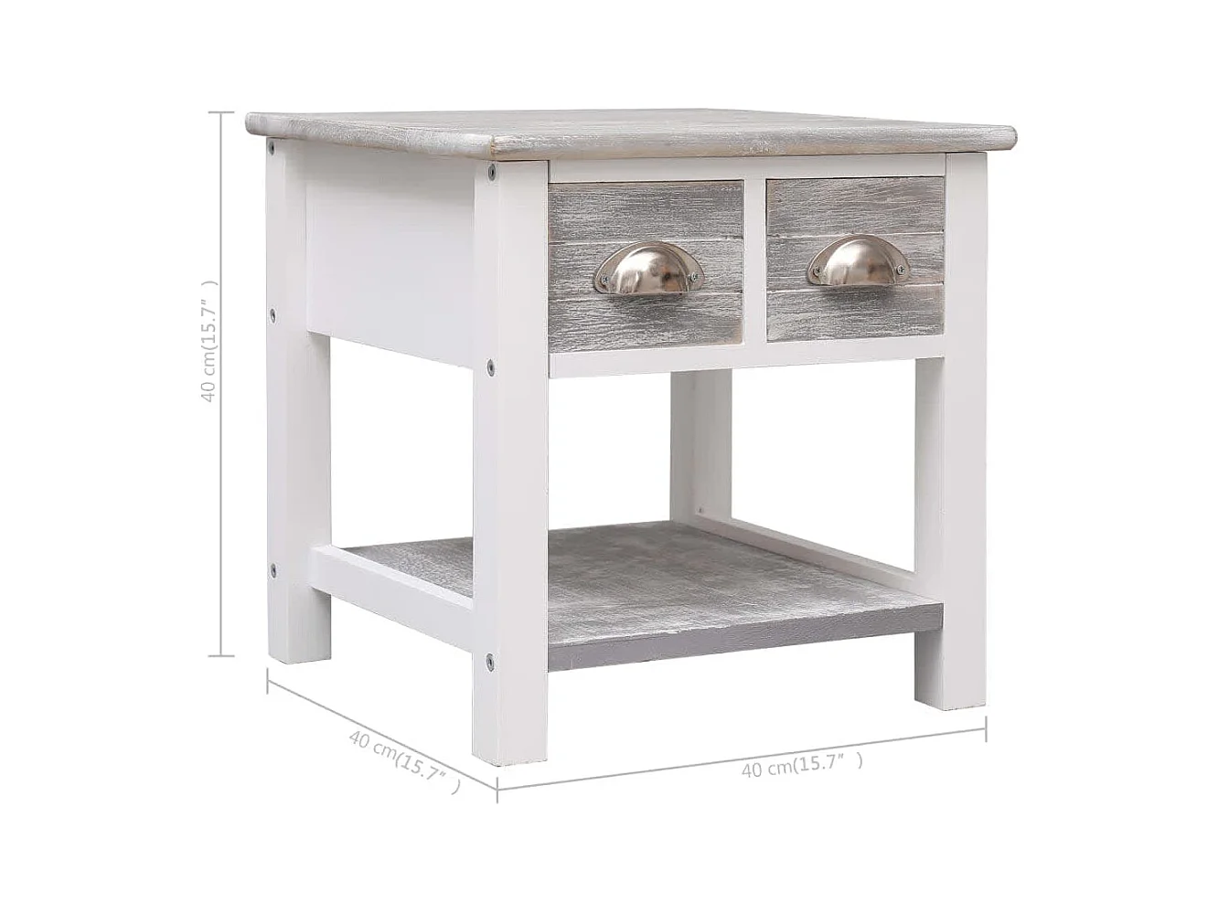Table d'appoint Gris 40x40x40 cm Bois de Paulownia