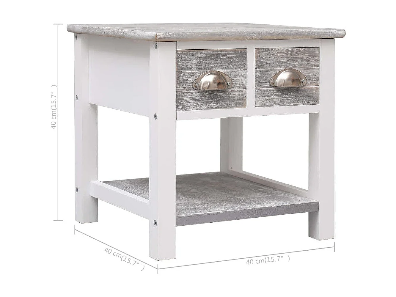 Table d'appoint Gris 40x40x40 cm Bois de Paulownia