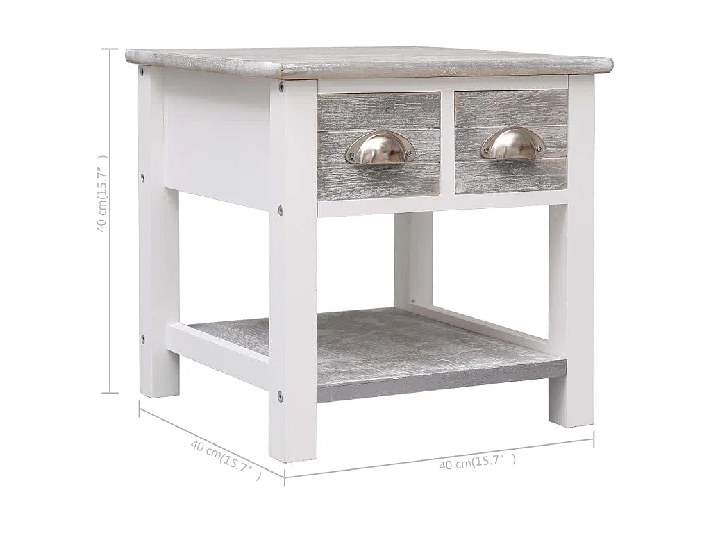 Table d'appoint Gris 40x40x40 cm Bois de Paulownia