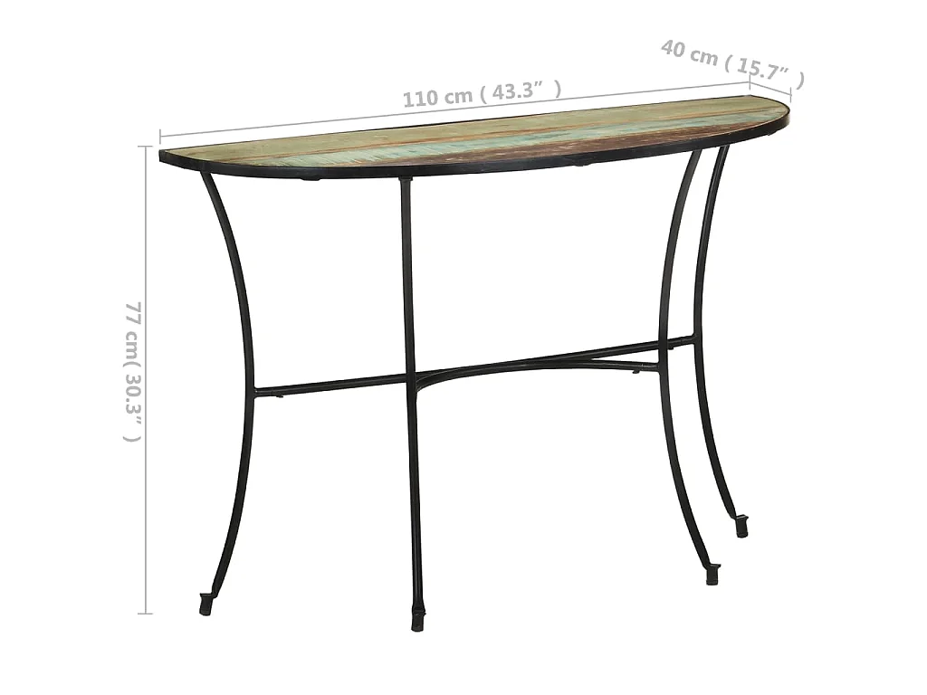 Bijzettafel 110x40x77 cm massief gerecycled hout