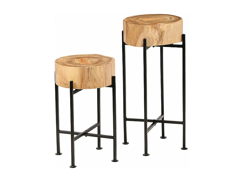 Conjunto mesas de apoio 2 pcs madeira de acácia maciça