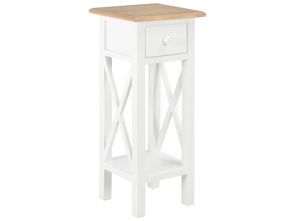 280057  Tavolino Laterale Bianco 27x27x65,5 cm in Legno