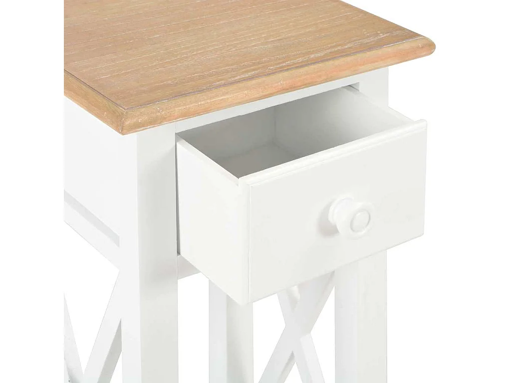 280057  Tavolino Laterale Bianco 27x27x65,5 cm in Legno