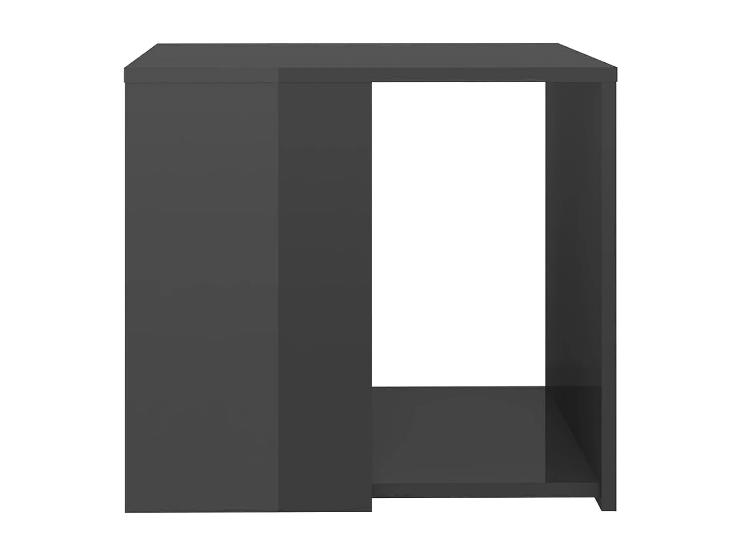 Mesa auxiliar madera contrachapada gris brillante 50x50x45 cm