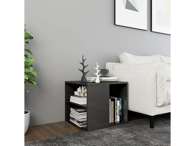 Table d'appoint gris brillant 50x50x45 cm bois d'ingénierie