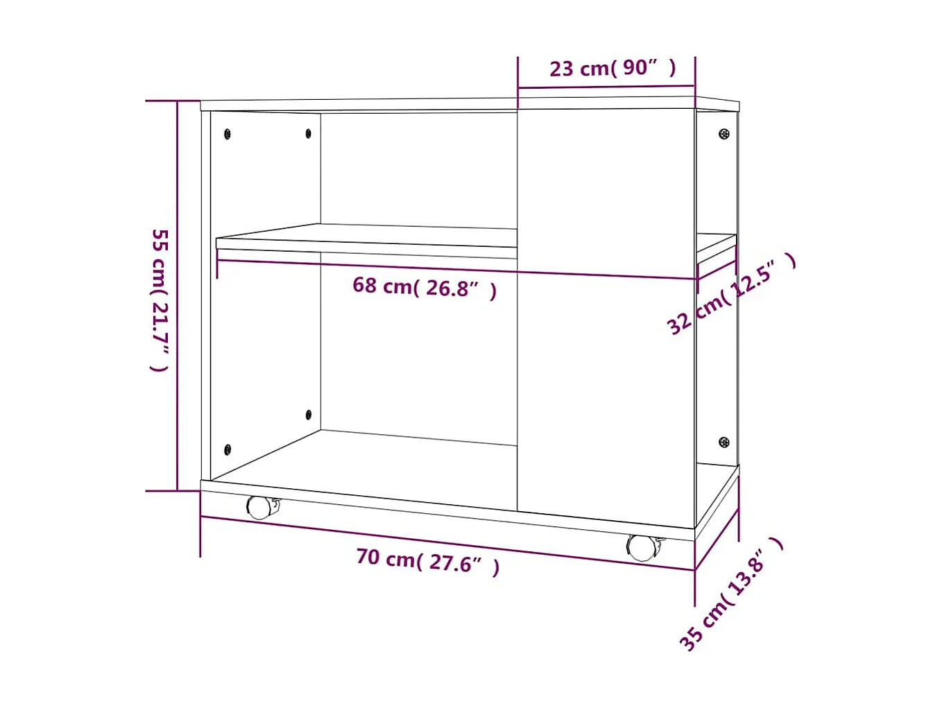 Bijzettafel 70x35x55 cm bewerkt hout grijs sonoma eikenkleurig